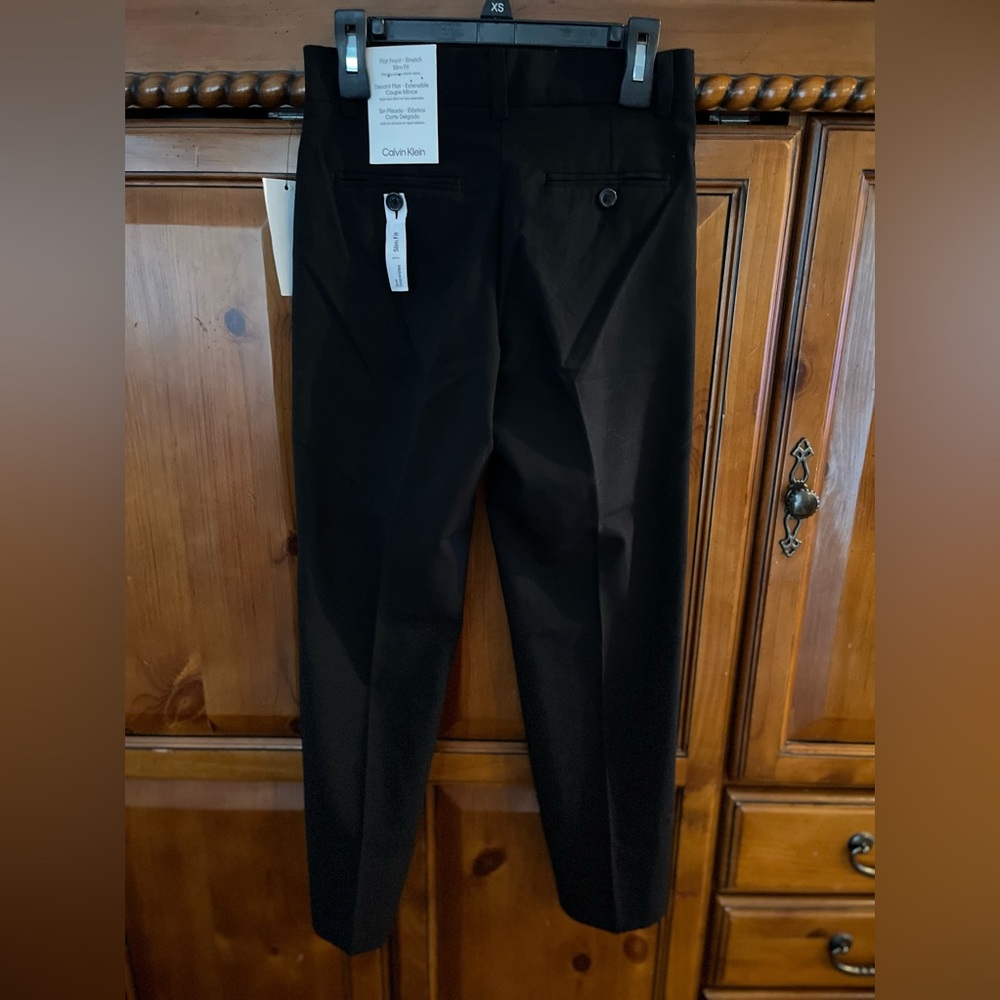 🔥Calvin Klein Black Flat Front Stretch Slim Fit Boys Dress Pants Size 10 NWT. - Picture 3 of 9